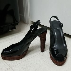 STUART WEITZMAN slingback peep toe platform heels SZ 6.5